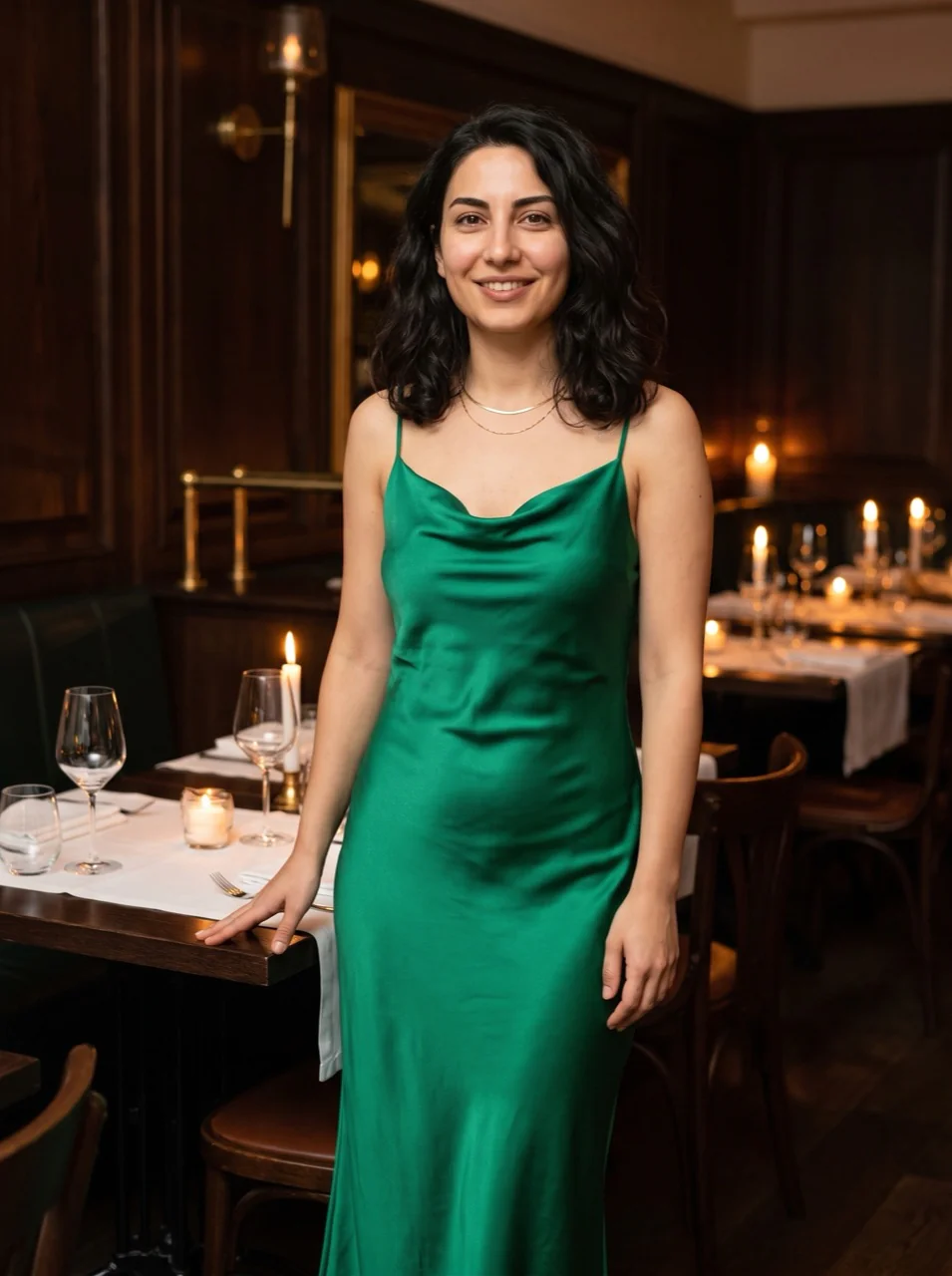 Akşam yemeği sahnesi: mum ışığında restoran